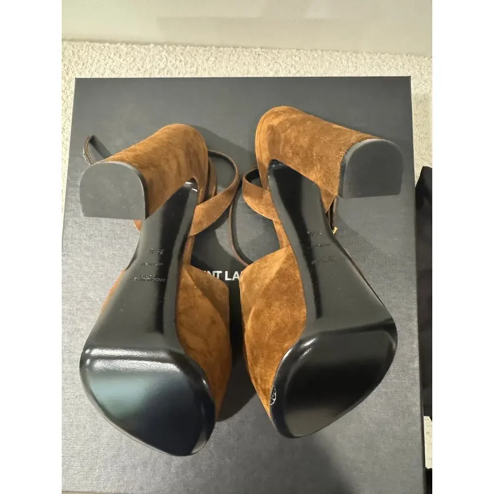 SAINT LAURENT JODIE PLATFORM SANDALS IN SUEDE LAND BNIB 39.5 - Picture 5 of 9